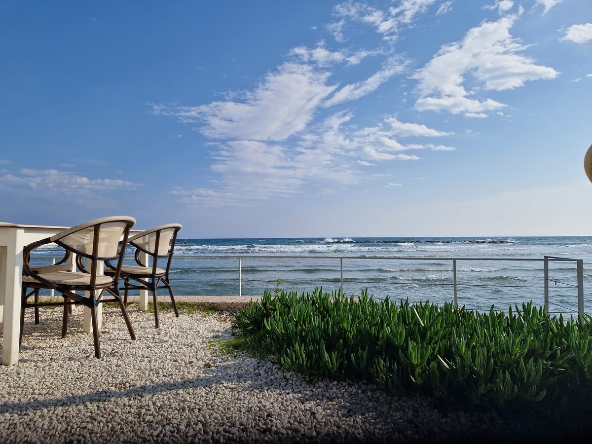 Tables at the water's edge