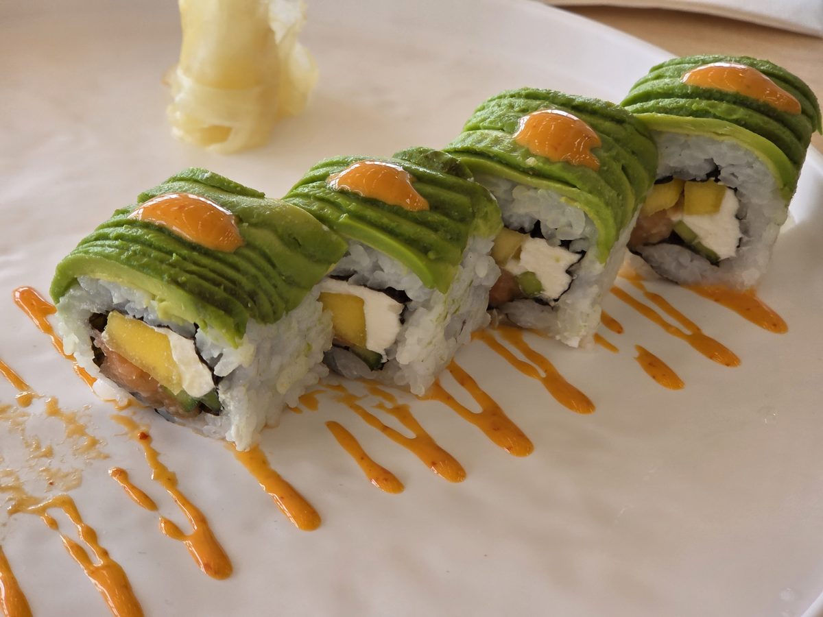 An avocado-wrapped roll